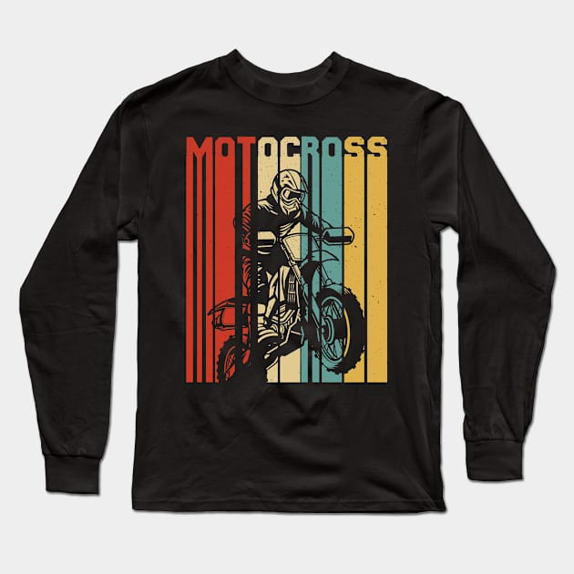 Motorcross Retro Funny Motorcross Lover Long Sleeve T-Shirt by Don.Creative